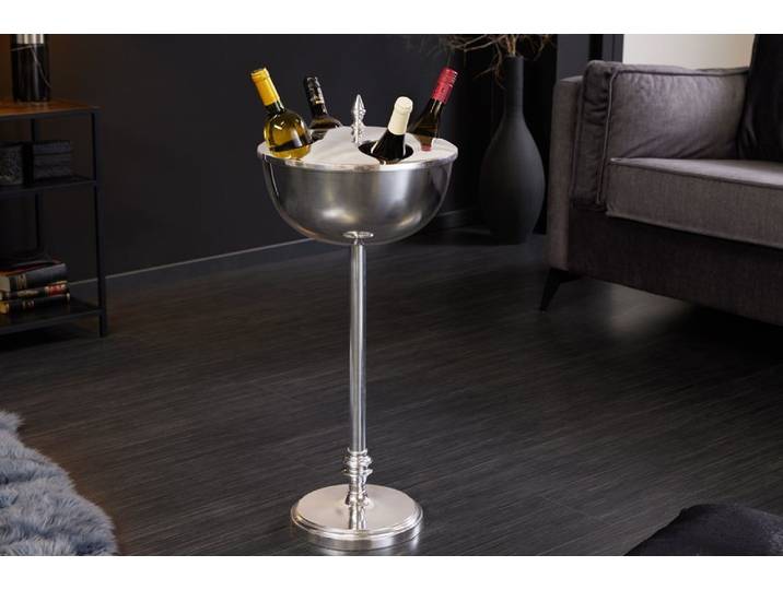 riess-ambiente Weinkühler VINO 80cm silber · Flaschenkühler für Wein, Sekt & Champagner, Aluminium · Getränkekühler für 4 Flaschen · mit Standfuß · Barock