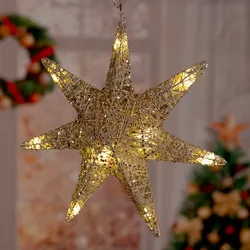 LED Advents Weihnachts Stern Hänge Lampe X-MAS Beleuchtung Deko Lampe silber gold 9201115