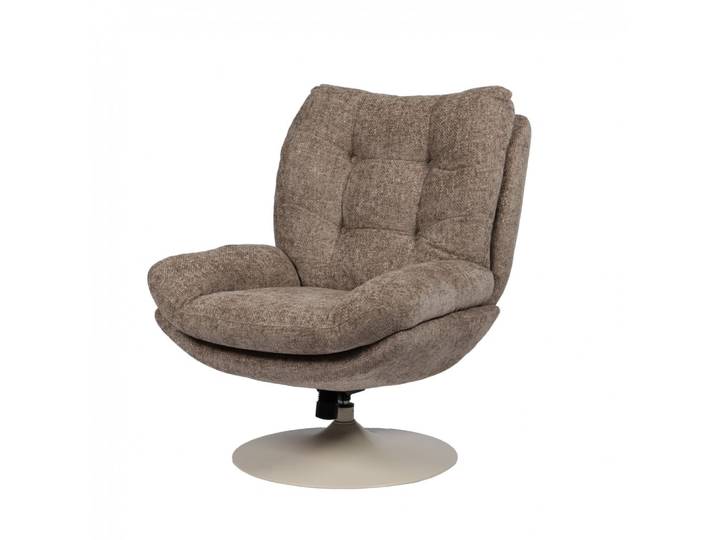 Fauteuil en tissu taupe et blanc gris en polyester