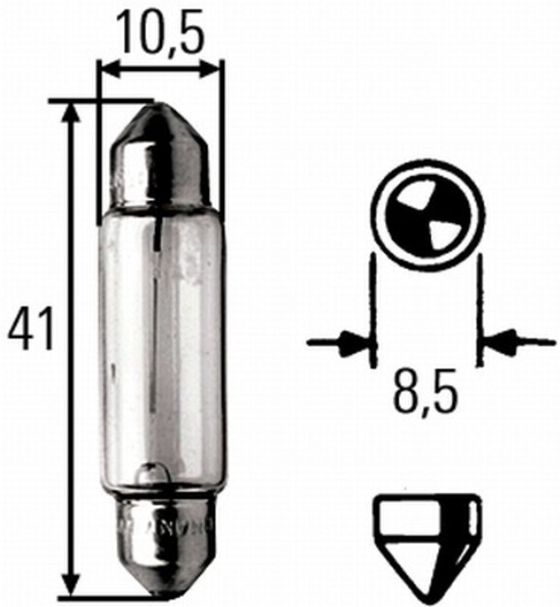 Hella Lampadina Halogen C10W Standard 12V, 10W, 10 pezzo