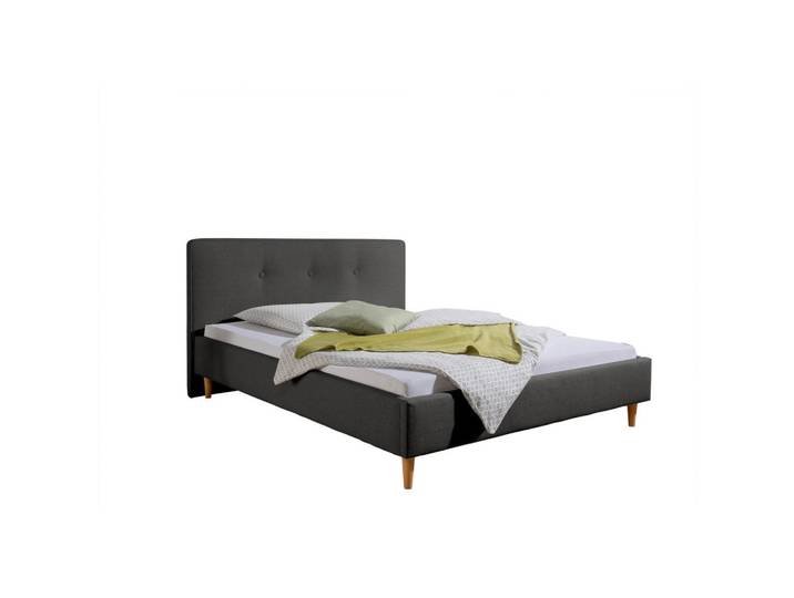 Livetastic Polsterbett Slade, Anthrazit, Holz, Buche, massiv, 140x200 cm, Made in Germany, für Lattenrost geeignet, Schlafzimmer, Betten, Polsterbetten