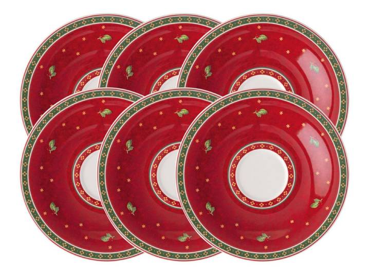 Villeroy & Boch Geschirr-Set Toy's Delight Specials Milchkaffee-Untertasse rot 19cm Set6, Premium Porcelain