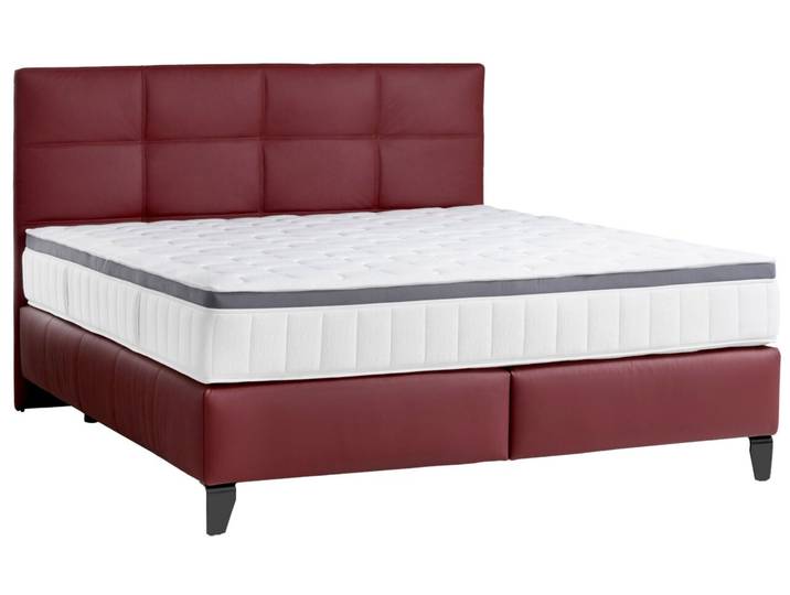 Linneweber Boxspringbett GRAZ, bordeaux, Leder