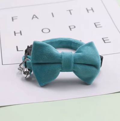 Inspire Curations Charming Bell Bow Adjustable Cat Collar blue