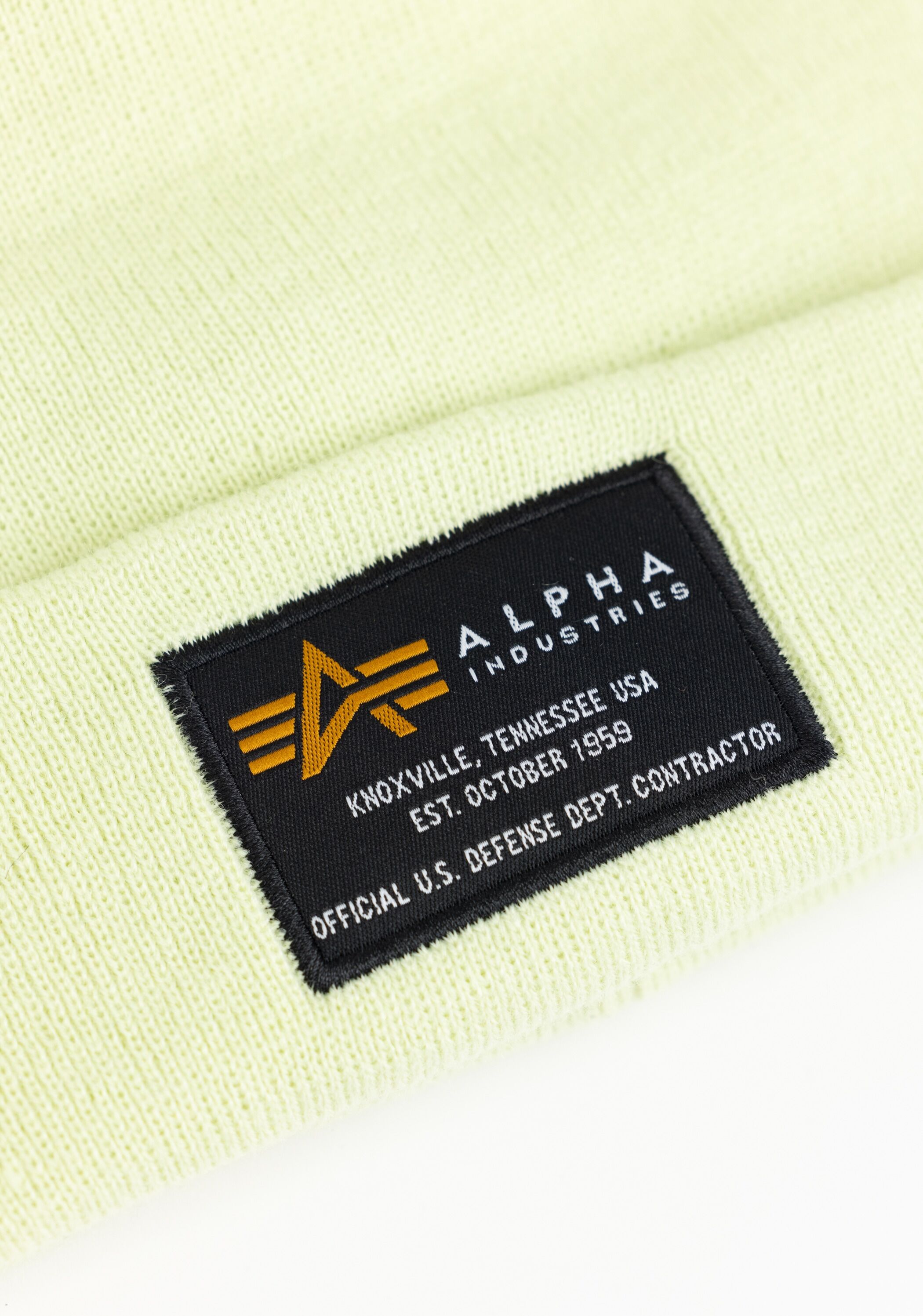 Skimütze ALPHA INDUSTRIES "Crew Beanie", Gr. onesize, grün (arctic lime), Obermaterial: 100% Polyacryl, Mützen Skimütze arctic lime onesize