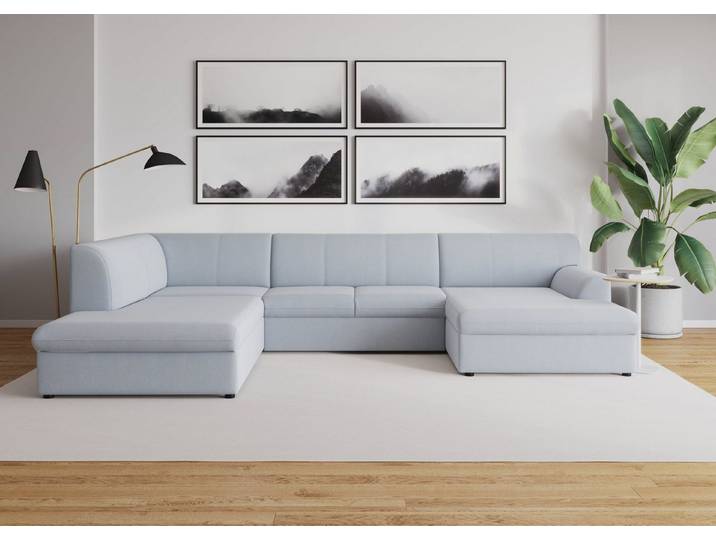 DOMO collection Wohnlandschaft Topper, elegant & zeitlos, Breite 320cm, komfortabel, U-Form, wahlweise mit Bettfunktion