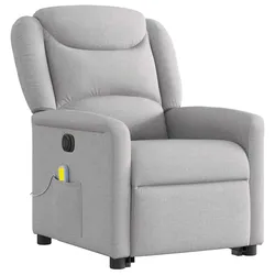 vidaXL Massagesessel mit Aufstehhilfe Elektrisch Wolkengrau Stoff
