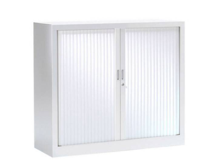 Armoire à rideaux métal monobloc Généric - H.100 x L.100 cm - Corps Blanc - Rideaux Blanc