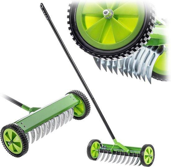 Kadax Gazonbeluchter met wielen en tuinklauw cultivator in zwart, werkgebied: 14 x 48 cm