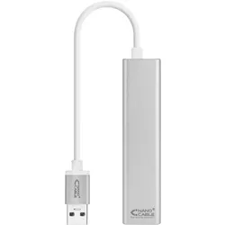 Nanocable 10.03.0403 Netzwerkkarte Ethernet 1000 Mbit/s (USB, RJ45 Gigabit Ethernet (1x)), Netzwerk Adapter, Silber
