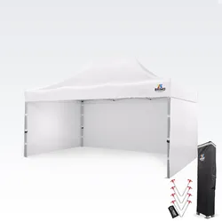 Faltpavillon 3x4,5m - mit 3 Wänden - Weiß