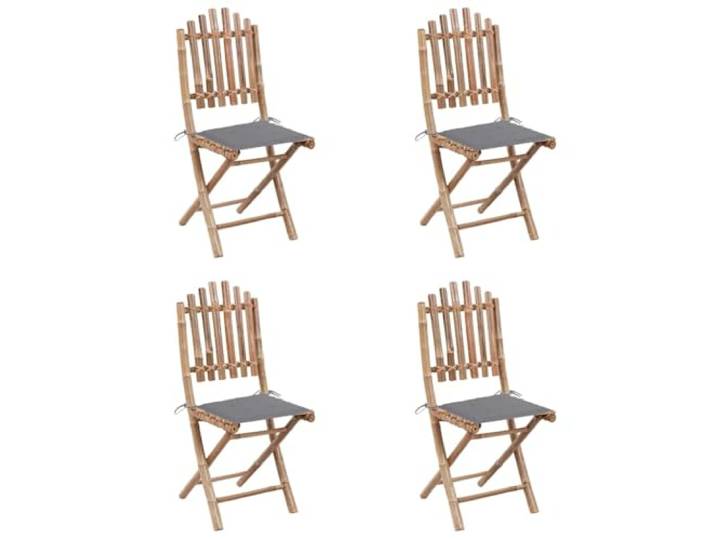PUGYNBK Esszimmer-Set für den Außenbereich, Bambus, massiv, 5-teilig, faltbar