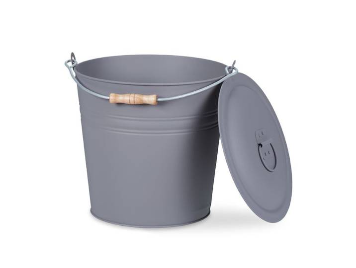 Relaxdays Grauer Ascheeimer mit Deckel