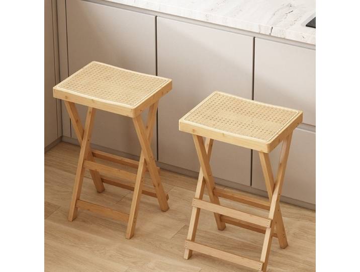 Tabouret haut pliant sans Installation chaise de bar moderne simple chaise de bar caissier réception chaise de bar bois de bambou naturel