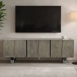 TV Sideboard Lowboard aus Massivholz in Grau