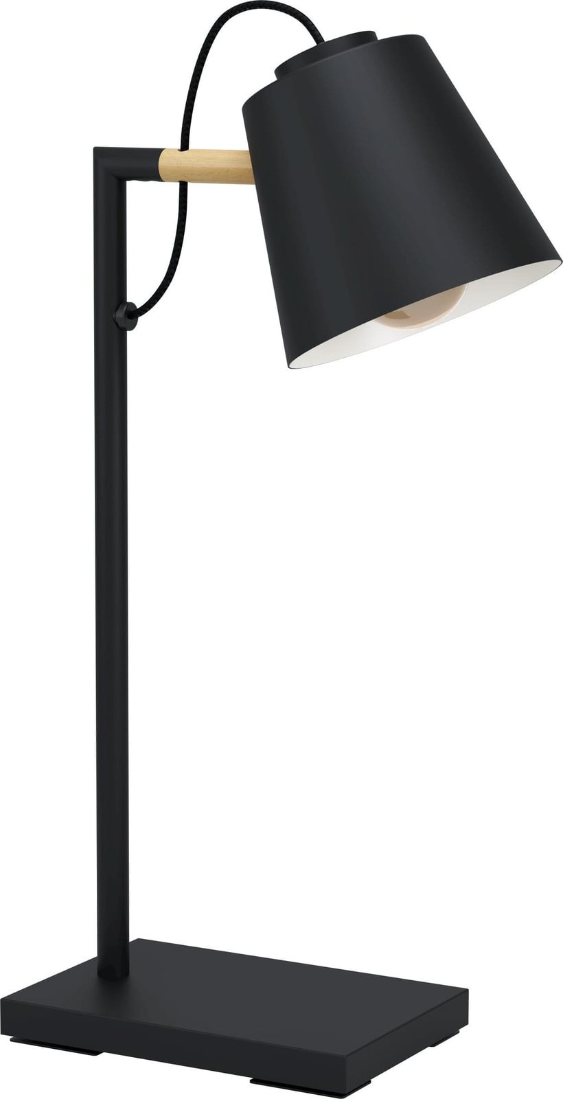 Eglo Lacey bureaulamp zwart met houtlook en metalen details