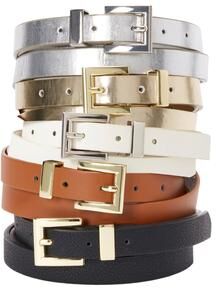 Women's Faux Leather Skinny Belt by Accessories For All in White (Size 22/24)