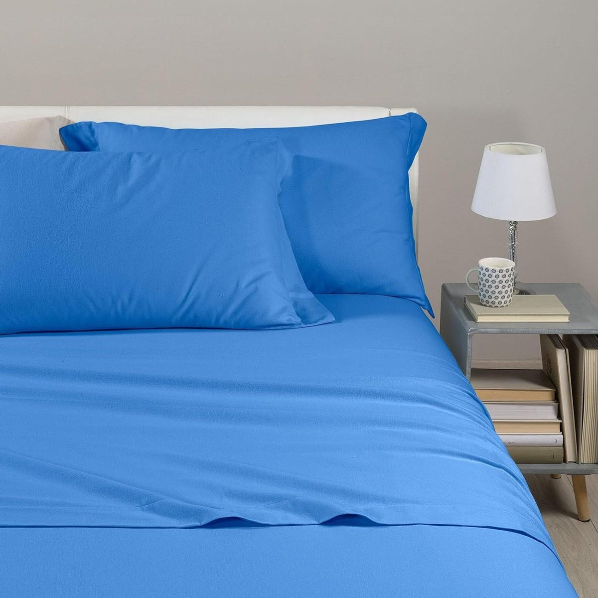 Blauw Flanel Dekbedovertrek Eenpersoons Beddengoed Set