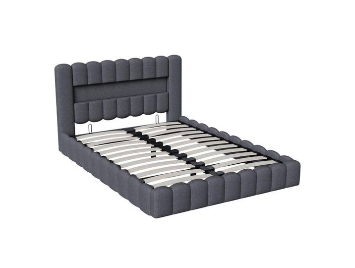 Polsterbett 180x200 cm, Grau, mit Usb, Led, Mode, 180x200 cm, Schlafzimmer, Betten, Polsterbetten