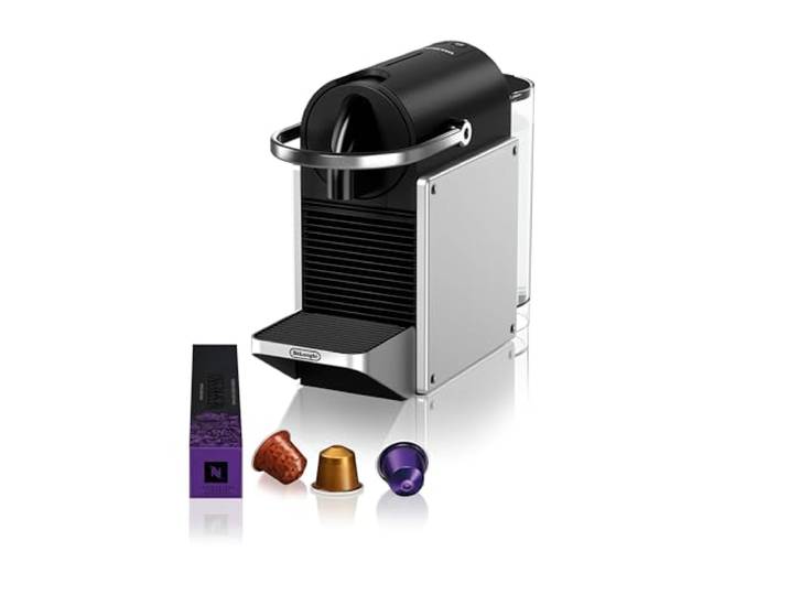 Nespresso De'Longhi Pixie Gris- Machine à café Compacte & Kit de bienvenue Cafetière capsule capable de préparer Espresso et Lungo - 19 bars de pression - Format compact pour usage quotidien