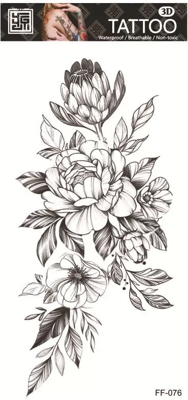 INF Wasserfestes temporäres Tattoo - Blumenmuster Modell 3