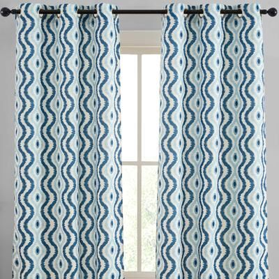 HLC.ME Tanner Ogee Ikatt Damask Grommet Curtains - Light Filtering Darkening Window Panels, Pair