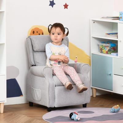 Qaba Kids Recliner Chair Children Sofa Angle Adjustable Single Lounger Kids Armchair Gaming Chair with Footrest for Ages 3-8