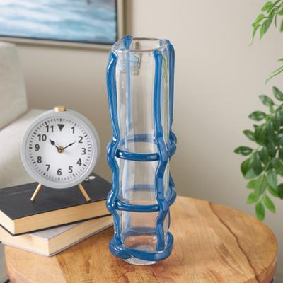 ARCILLA ELEMENTAL Black or Blue Recycled Glass Handmade Tall Vase with Black or Blue Glass Framing