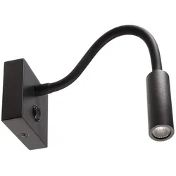 Deko-Light LED Wandleuchte BRAHE I, eckige Wandplatte mit Flexarm-Spot und Schalter, 3.3W 3000K 165lm 1373cd 25°, verkehrsschwarz D-341237