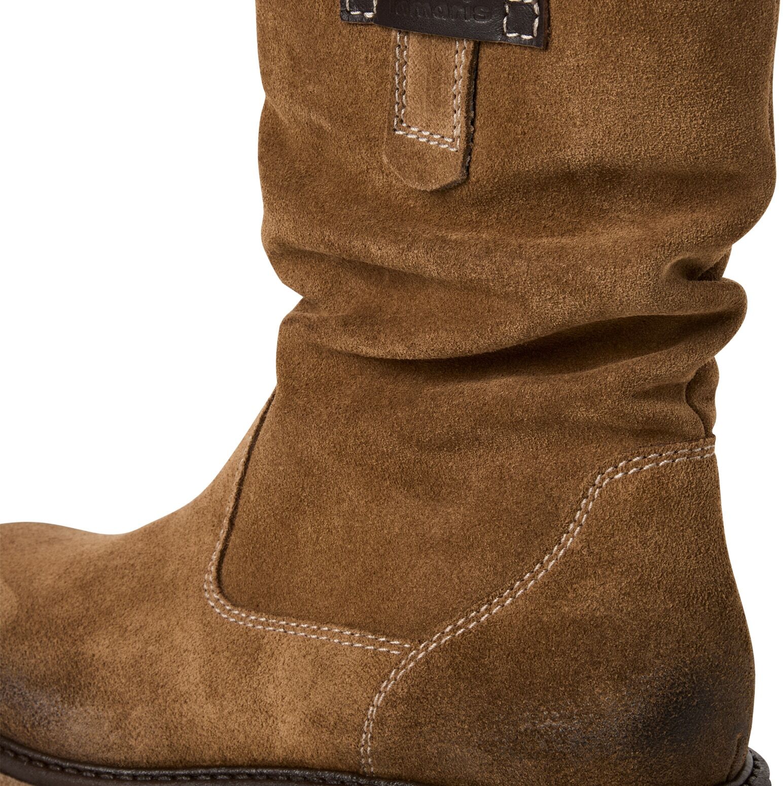 Stiefelette TAMARIS, Damen, Gr. 36, braun, Veloursleder, used, Schuhe Stiefelette, Blockabsatz, Kurzstiefel mit praktischem Innenreißverschluss