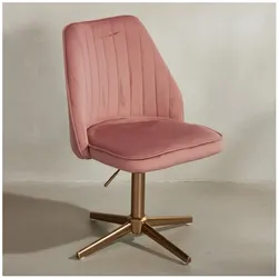 KADIMA DESIGN Samt Drehstuhl TANARO: Höhenverstellbar, 360° drehbar, Samtbezug, Eisenuntergestell, 120 kg Belastung.