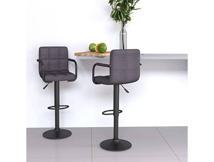 VIHHQGC Barhocker 2 STK. Taupe Stoff mit Gasdruckfeder, 360 Grad Drehbar, Stabil, höhenverstellbar, drehbar, Fußstütze, Stahlgestell, Taupe