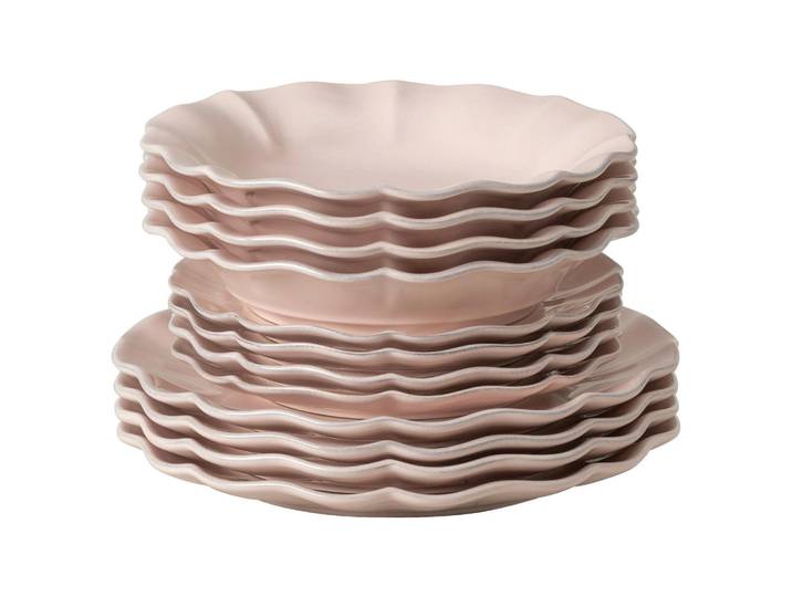 Costa Nova Kombiservice Rosa, Altrosa, Keramik, 12-teilig, Handmade in Europe, Essen & Trinken, Geschirr, Geschirr-Sets, Kombiservice