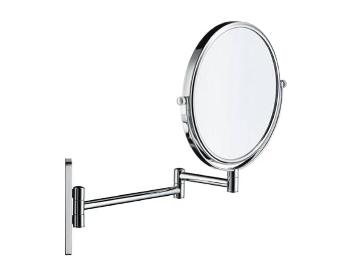 Duravit D-Code Miroir de Maquillage\, Miroir grossissant avec grossissement 1x/3x\, Miroir de Maquillage pivotant à 360°\, Fixation Murale\, Chrome\, 203 x 330 x 310 mm