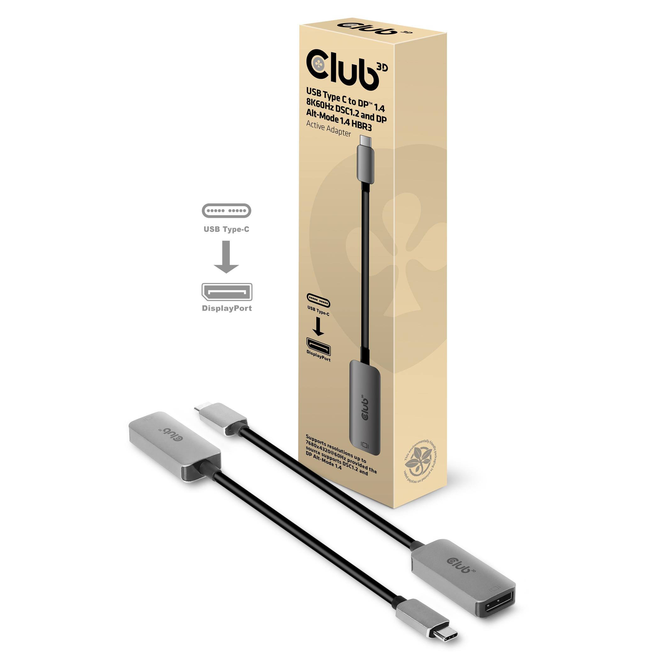Club3D Club 3D CAC-1567 USB-C® / DisplayPort™ 1.4 8K60Hz HBR3 Active Adapter
