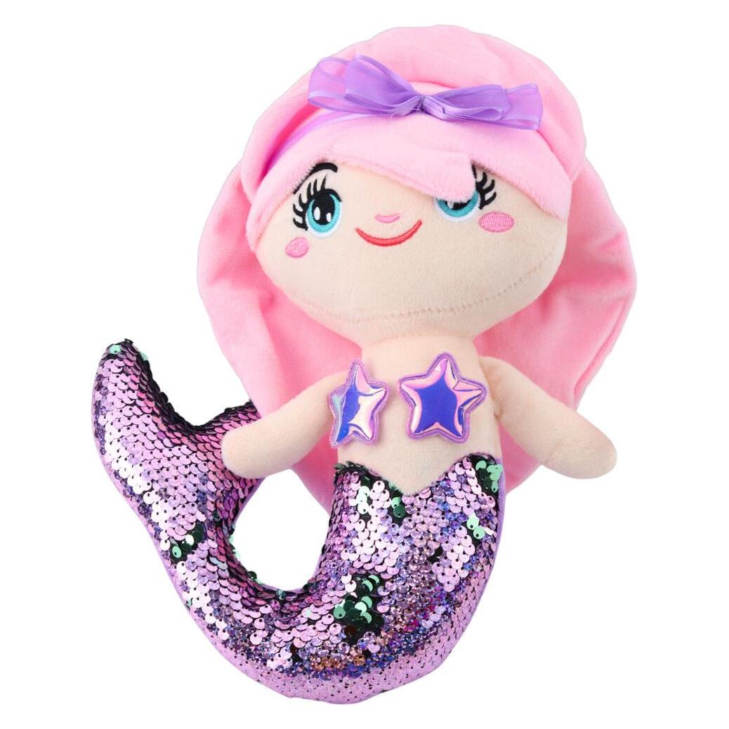 Lean Toys Plüsch Meerjungfrau Kuscheltier Schwanz Pailletten Zweifarbig Lila 28cm (28 cm) (66648909)