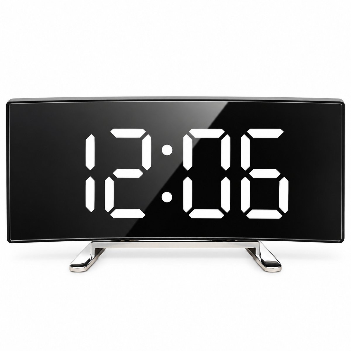 Digitale Wekker met Spiegel en LED Display - Temperatuurweergave - Zwart