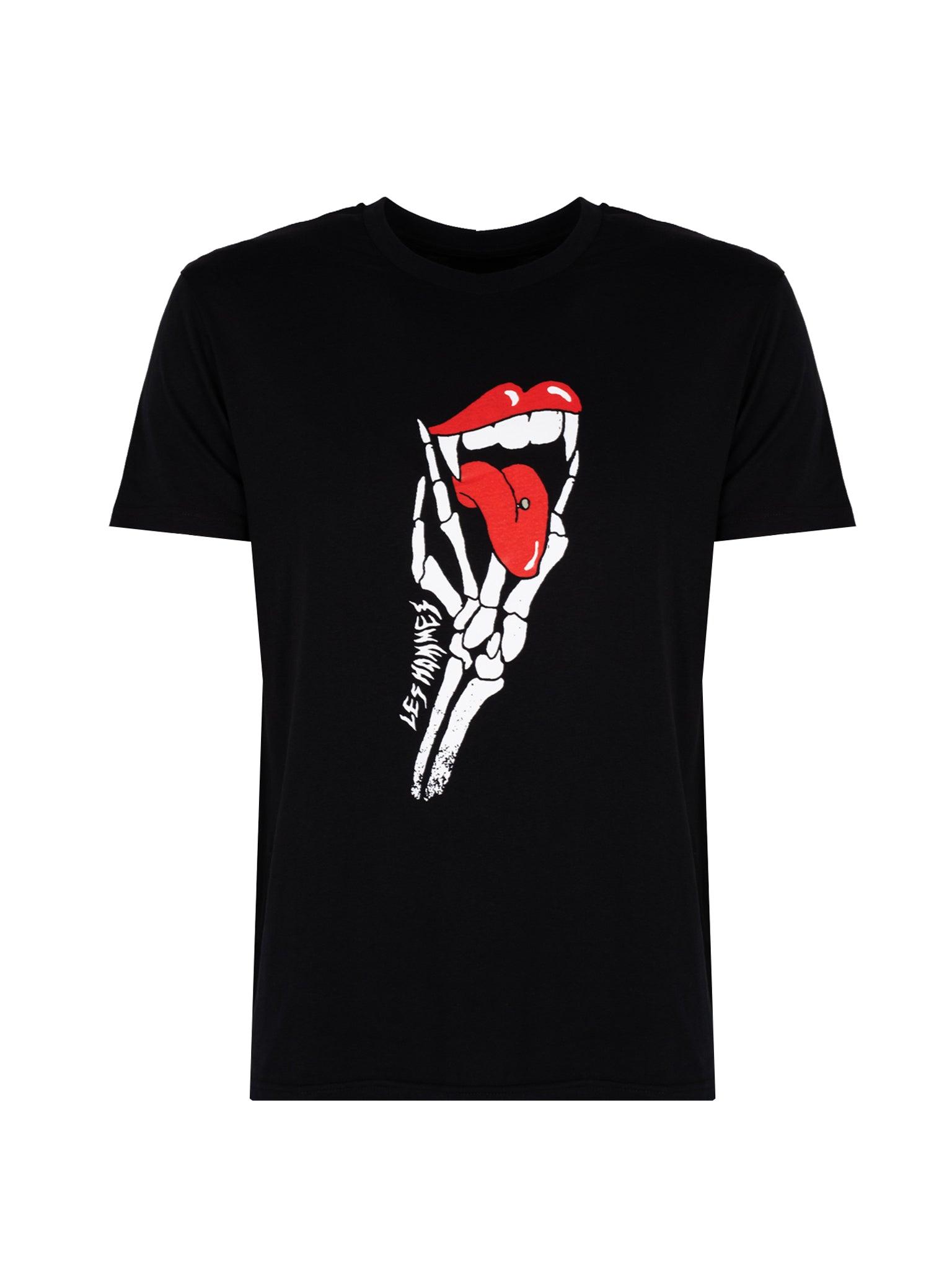Les Hommes T-Shirt Tongue Prank Herren schwarz