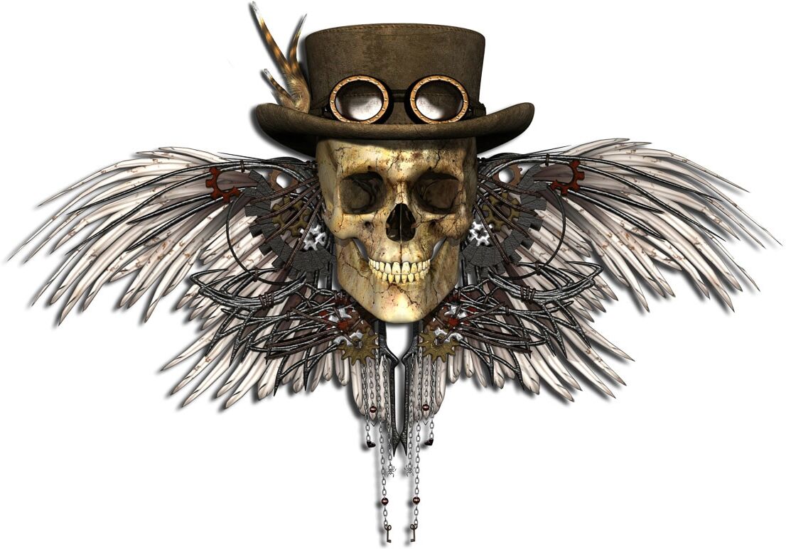 Fototapete PAPERMOON "Steampunk totenkopf", bunt, B:1,5m L:1,11m, Vlies, Tapeten, Fototapete
