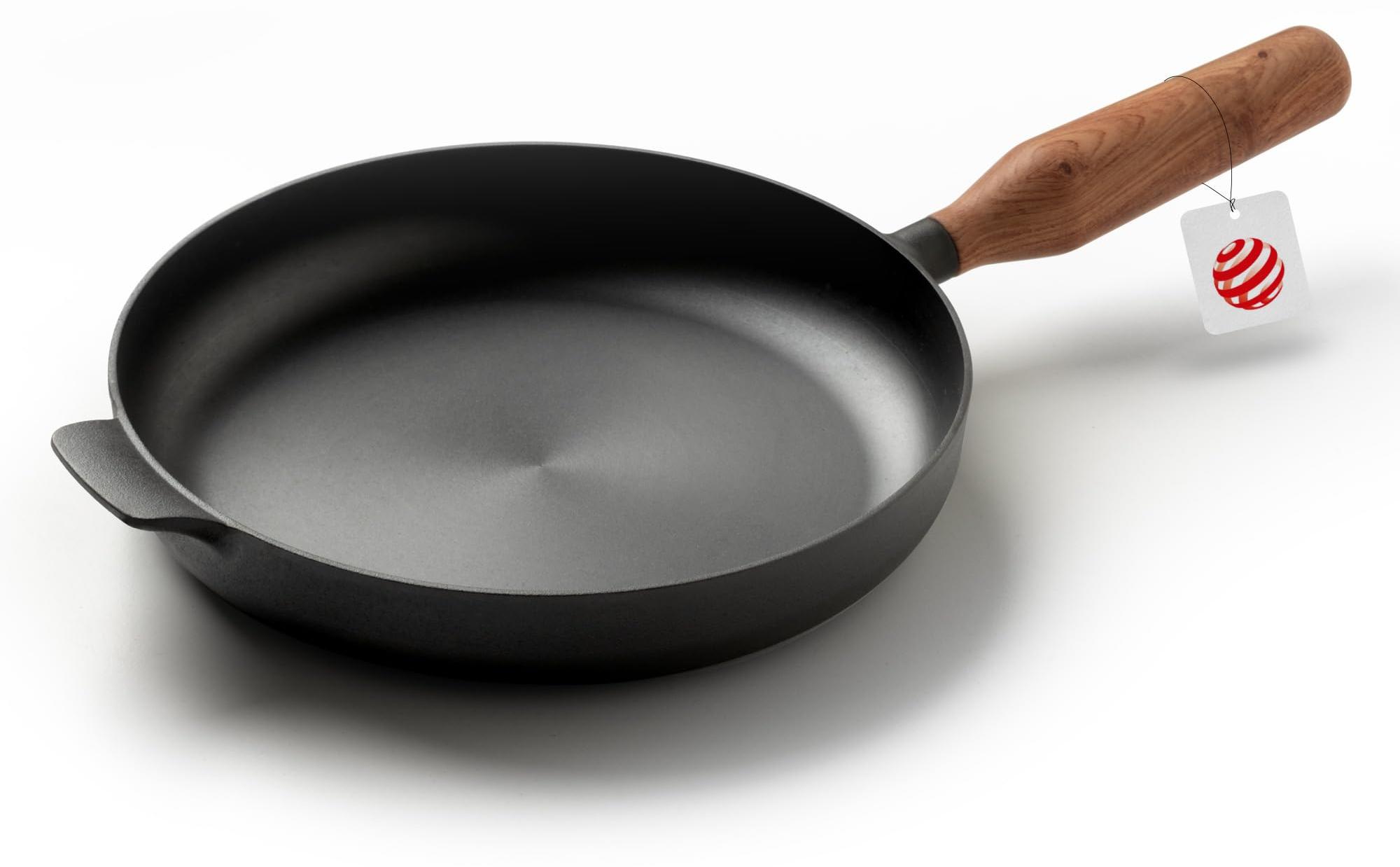 Gusseisen-Bratpfanne 26 cm, Holzgriff, induktionsgeeignet, vorgebrannt