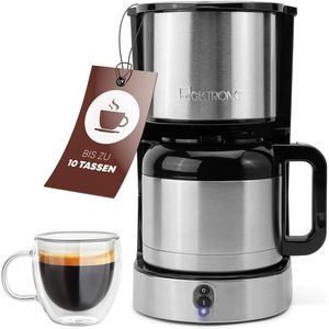 Clatronic Kaffeemaschine KA 3805, mit Thermoskanne, 1,2 Liter, 800 Watt, silber, bis zu 10 Tassen