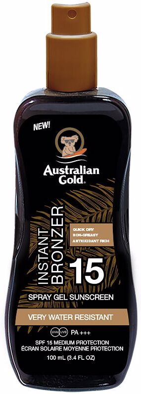 Australian Gold Sunscreen SPF15 spray gel with instant bronzer 100 ml