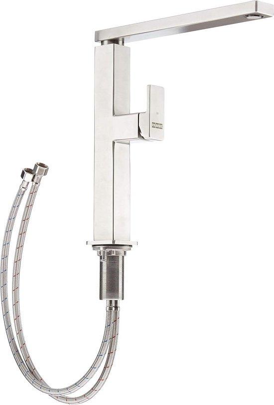 Famanu Küchenarmatur mit schwenkbarer Auslauf und verstellbarem Wasserstrahl - Edelstahl