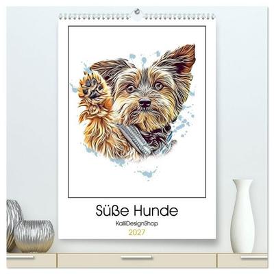 Süße Hunde (hochwertiger Premium Wandkalender 2027 DIN A2 hoch), Kunstdruck in Hochglanz