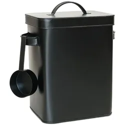 Relaxdays Metallbox, 6,5 L Aufbewahrungsbox mit Dosierhilfe, Tierfutter & Kaffee, luftdicht, Waschpulverdose, schwarz