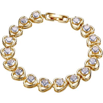Armband FIRETTI "Schmuck Geschenk Kupfer Armschmuck Herzkettengliederung Liebe", gold (gelbgoldfarben, kristallweiß, kristallweiß), Armbänder, Damen, 19cm, Kupfer, Armband, mit Zirkonia (synth.)