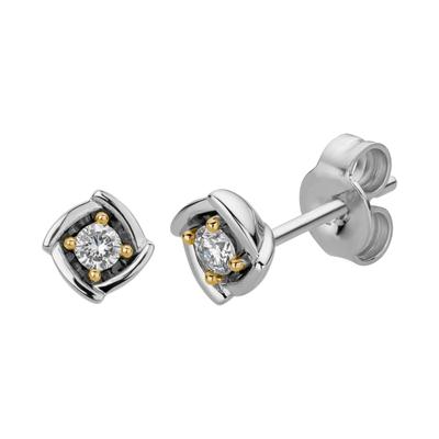 Paar Ohrstecker LYOMI "585/- GG/WG 2 synth. Diam. 0,15ct.", silber (mehrfarbig, weiß), Ohrringe, Damen, one-size, 0,15 VS = sehr kleine Einschlüsse, Gold