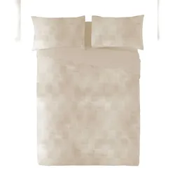 Bettbezug 2 Stück Knopfverschluss Bett 90 extra weich Jacquard Baumwolle Jacquard in Spanien hergestellt Beige Naturals