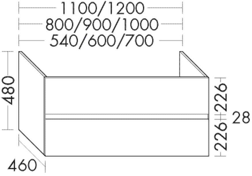 Burgbad Waschtischunterschrank zu Keramik Waschtisch rc40 Solitaire Matt 550x700x460 Weiß Matt, WWKW WWKW070F4500