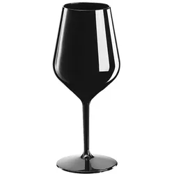 MONOUSO - Sektflöte für Wein Tritan Wiederverwendbar Durable Schwarz 470ml (1 Stück)